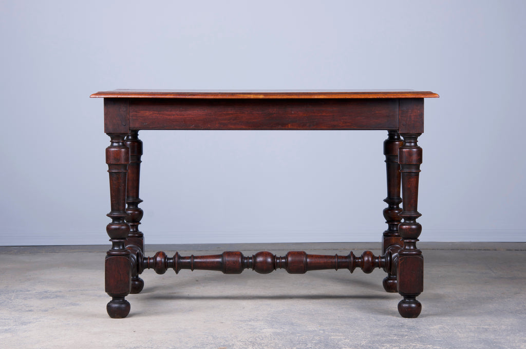 19th Century French Louis XIII Style Walnut Trestle Writing Desk