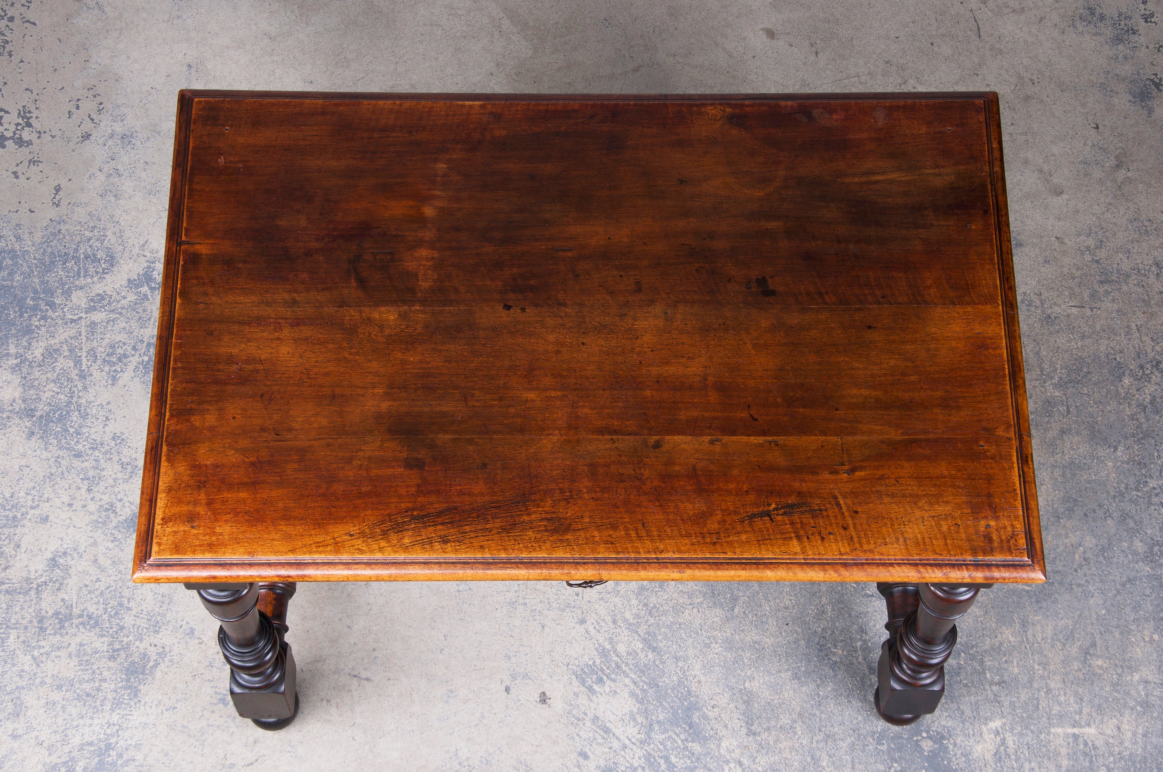 19th Century French Louis XIII Style Walnut Trestle Writing Desk