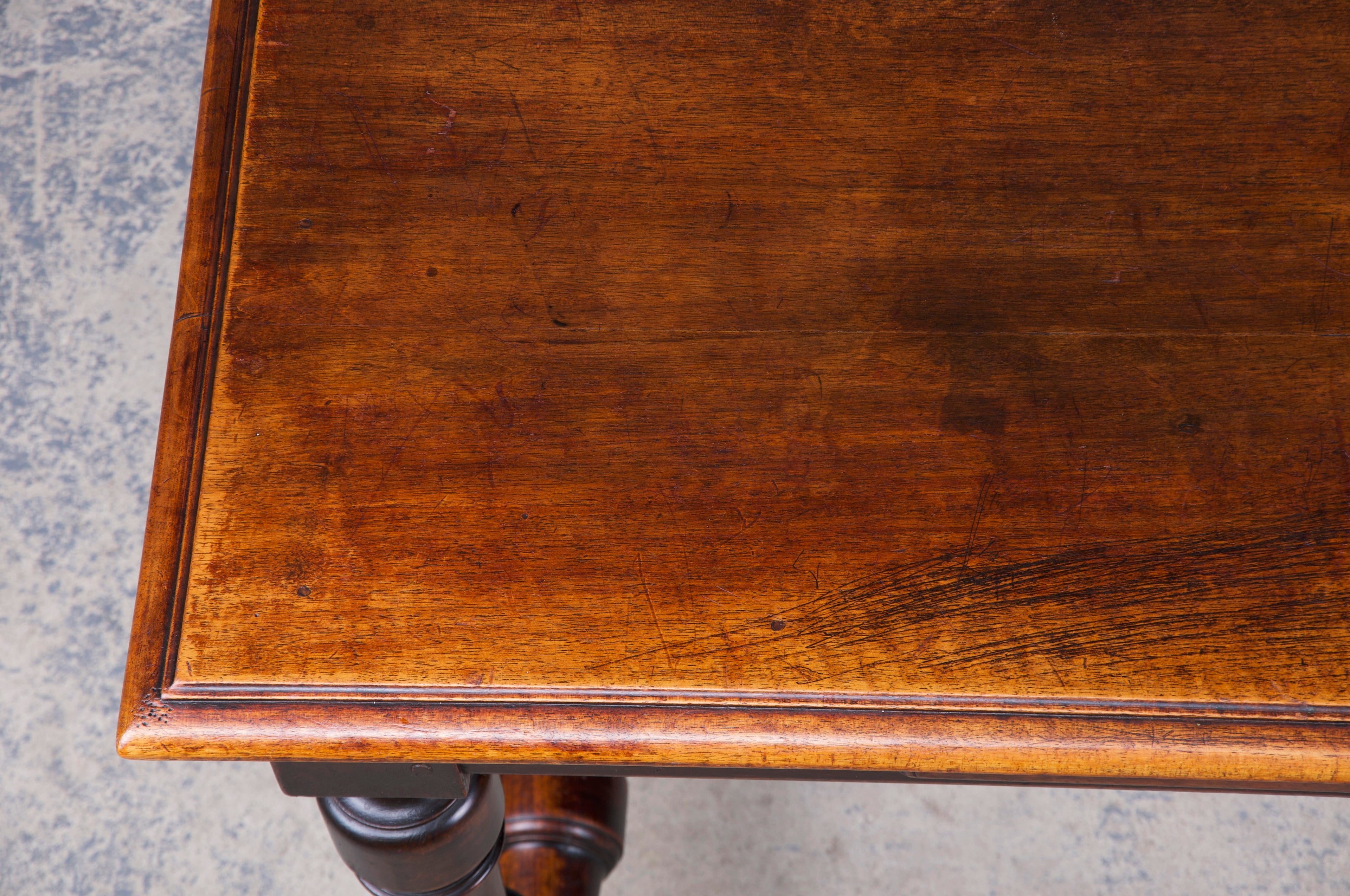 19th Century French Louis XIII Style Walnut Trestle Writing Desk
