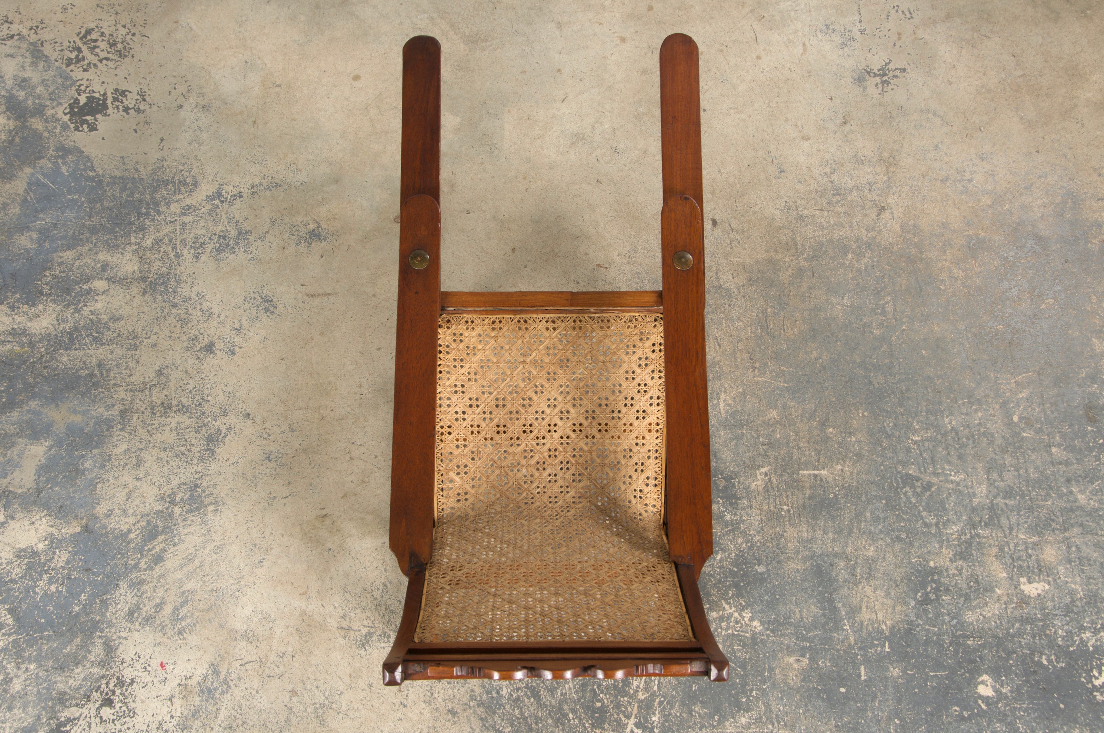 19th Century Colonial Mahogany Plantation Lounge Cane Chair