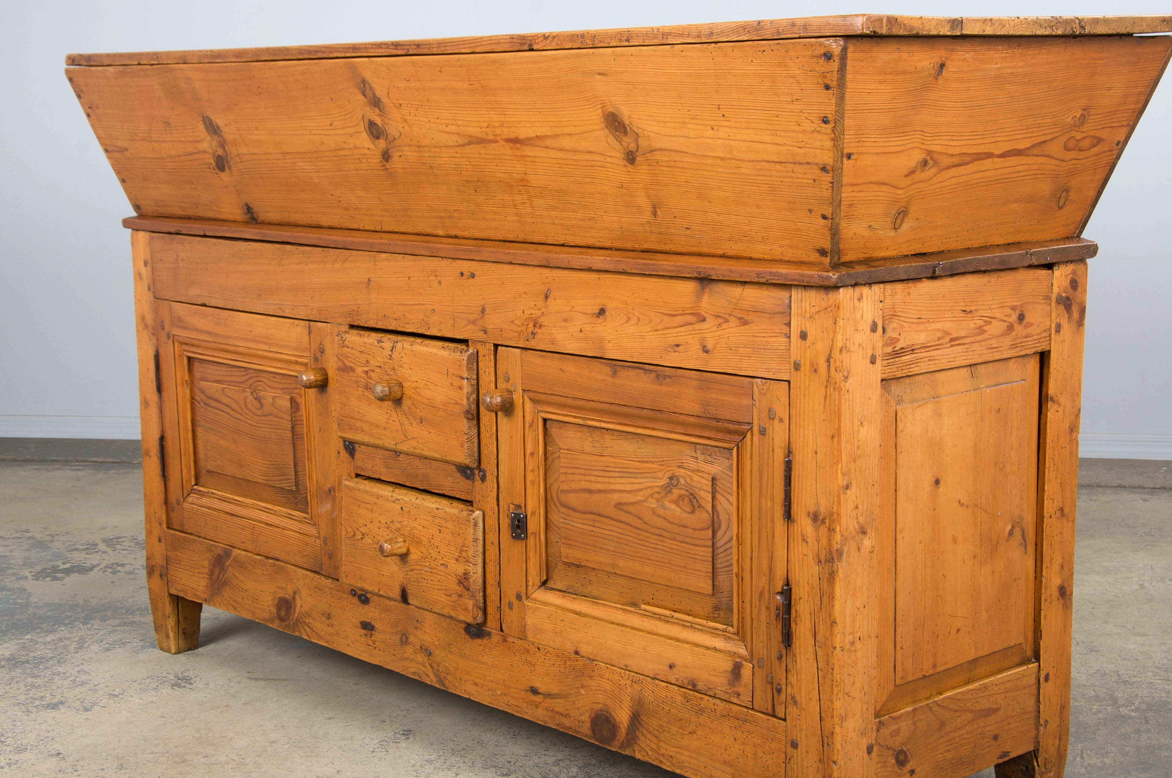 19th Century Country French Provincial Pine Farmhouse Dough Bin Cabinet