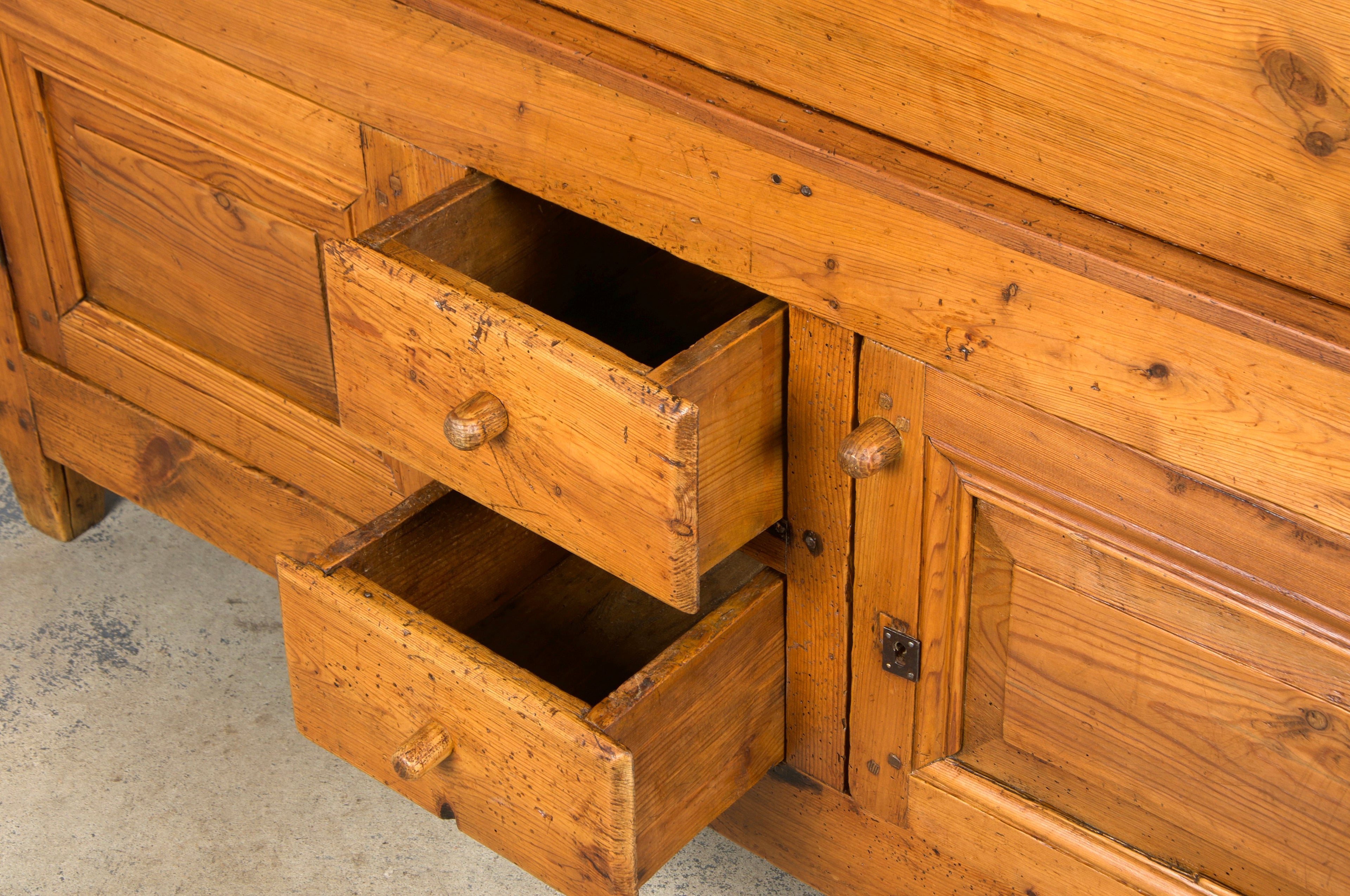 19th Century Country French Provincial Pine Farmhouse Dough Bin Cabinet