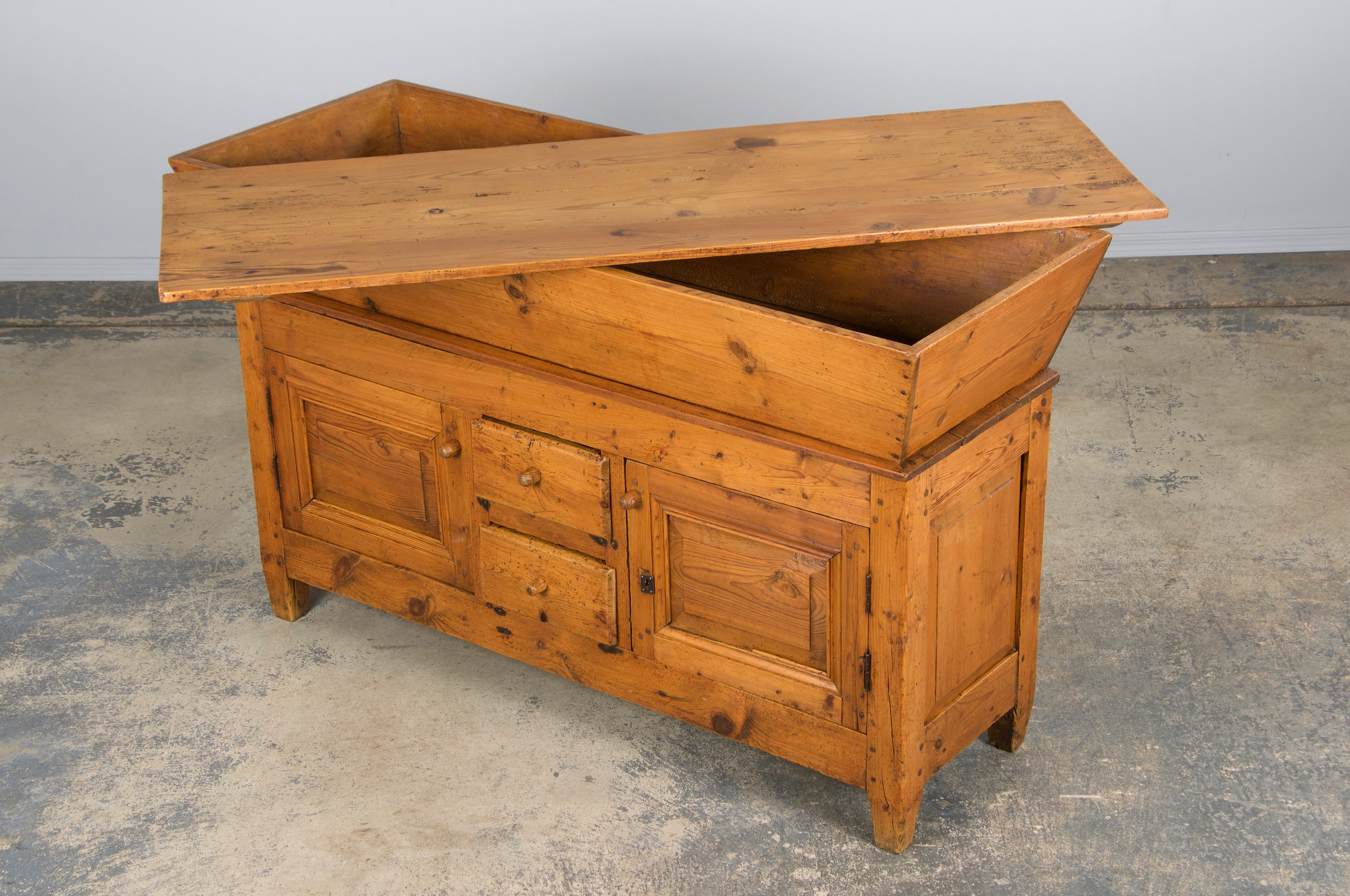 19th Century Country French Provincial Pine Farmhouse Dough Bin Cabinet
