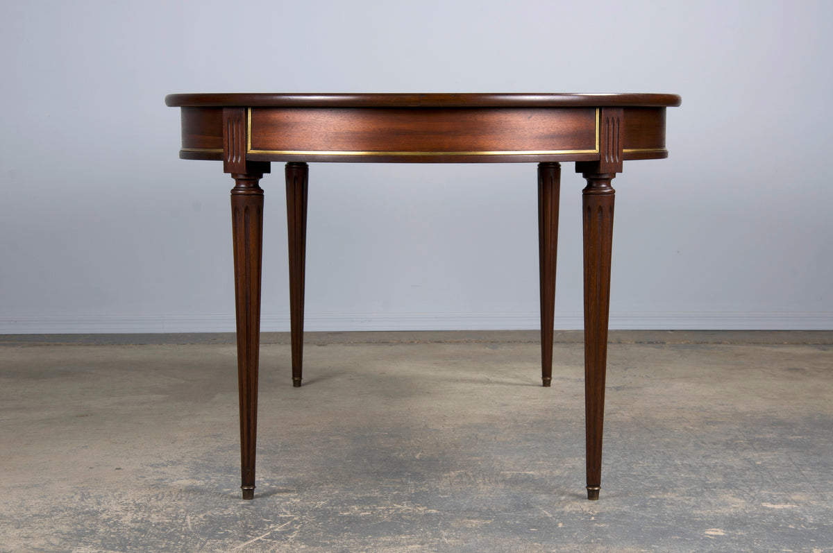 French Louis XVI Style Round Mahogany Extendable Dining Table