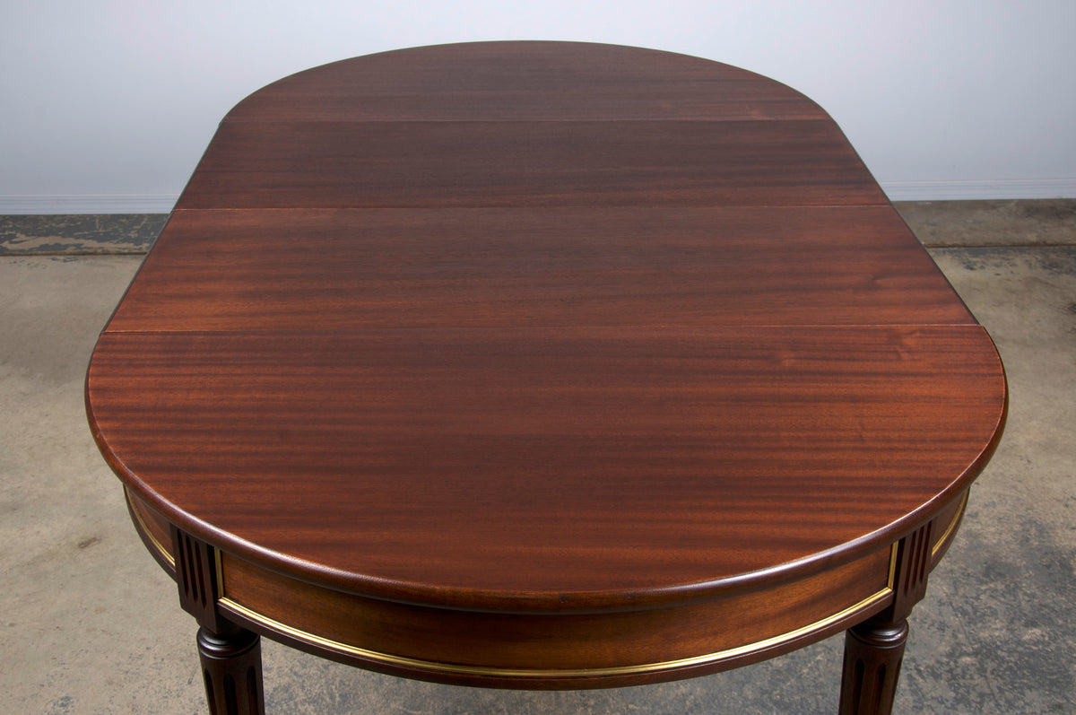 French Louis XVI Style Round Mahogany Extendable Dining Table