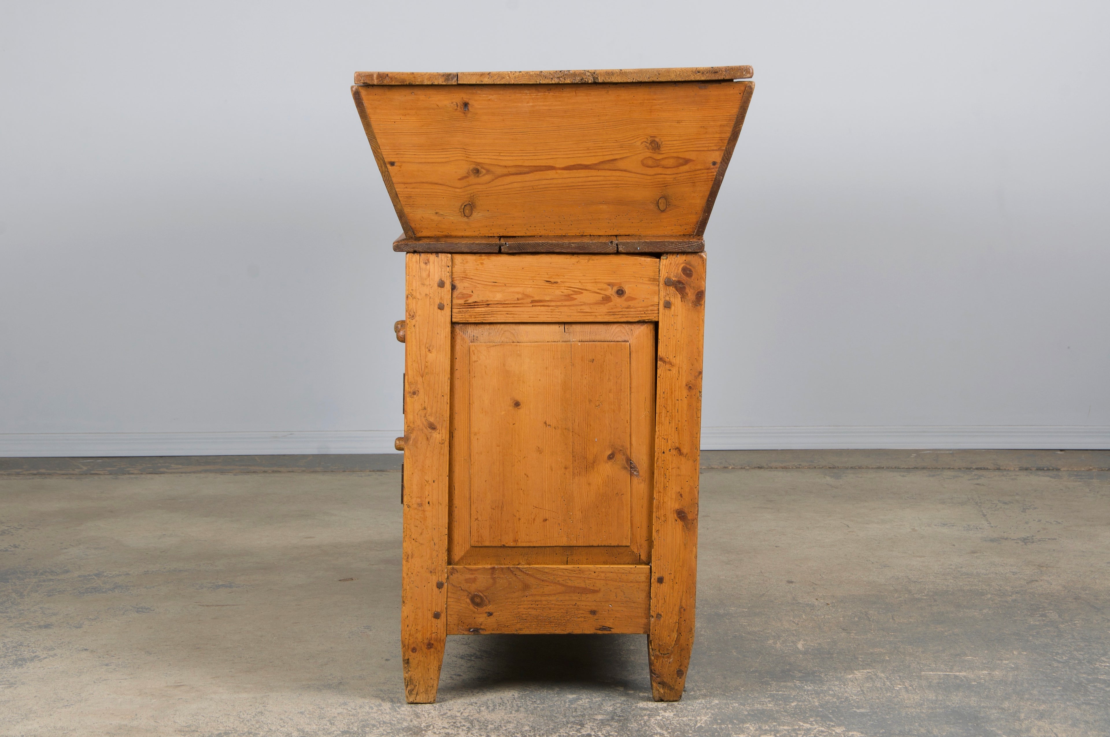 19th Century Country French Provincial Pine Farmhouse Dough Bin Cabinet
