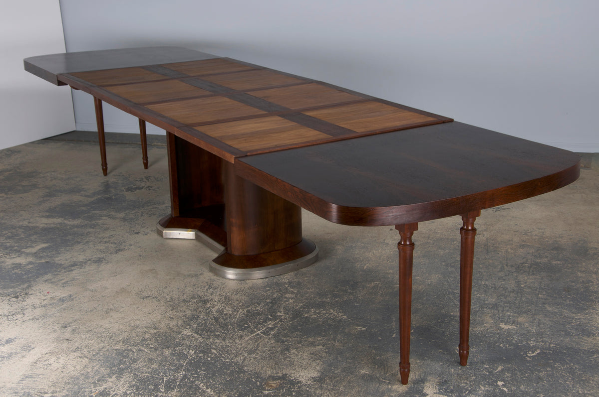 1930s French Jules Leleu Art Deco Rosewood Extendable Dining Table