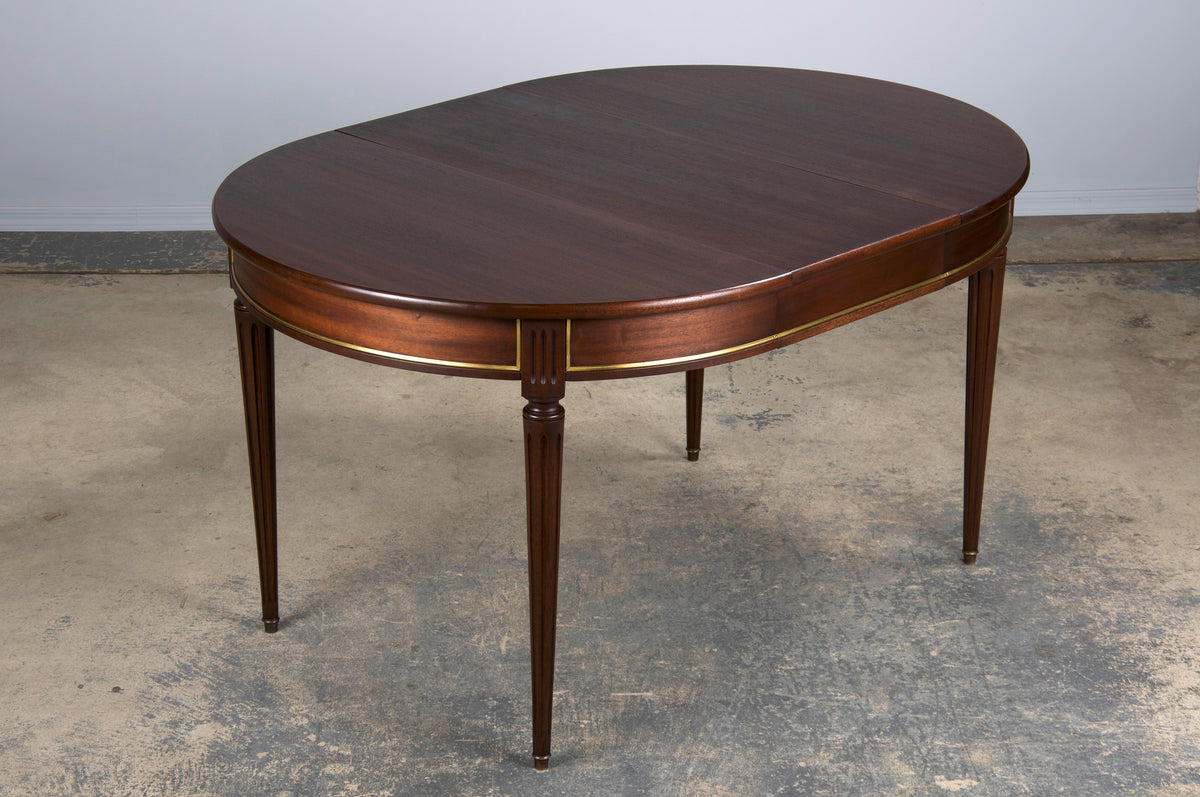 French Louis XVI Style Round Mahogany Extendable Dining Table