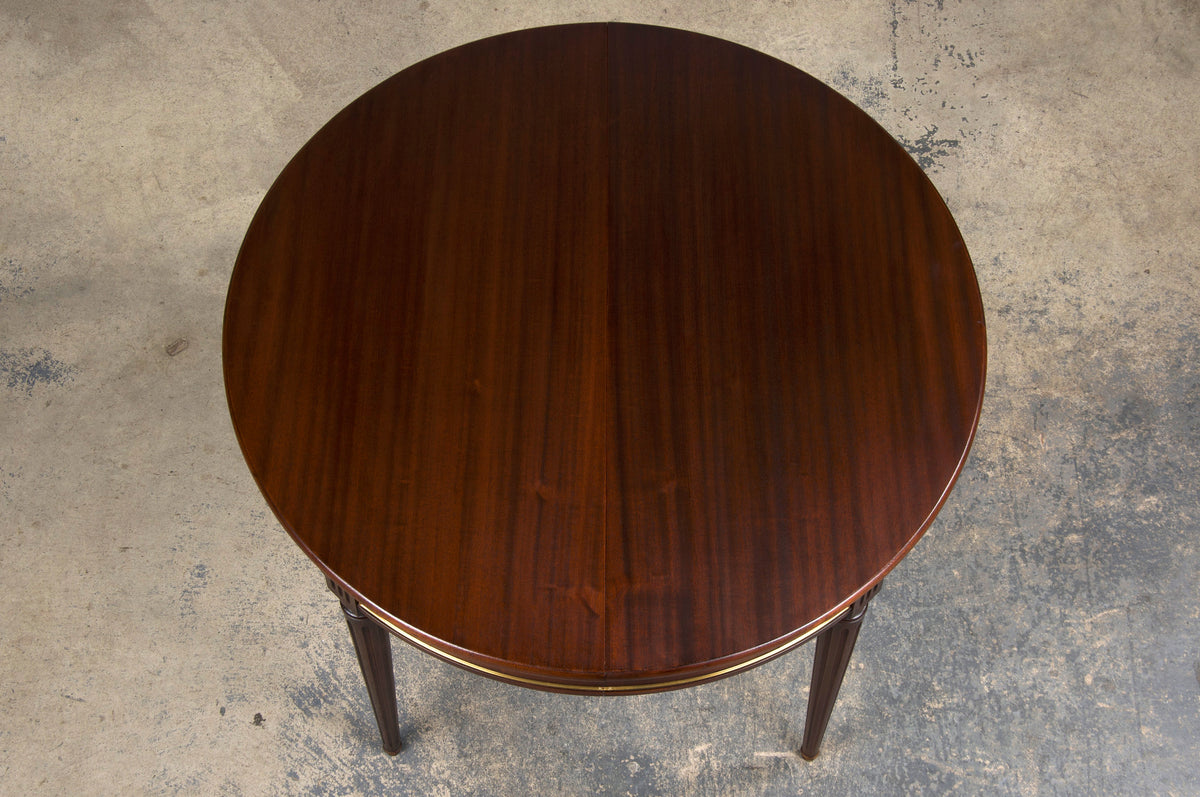 French Louis XVI Style Round Mahogany Extendable Dining Table