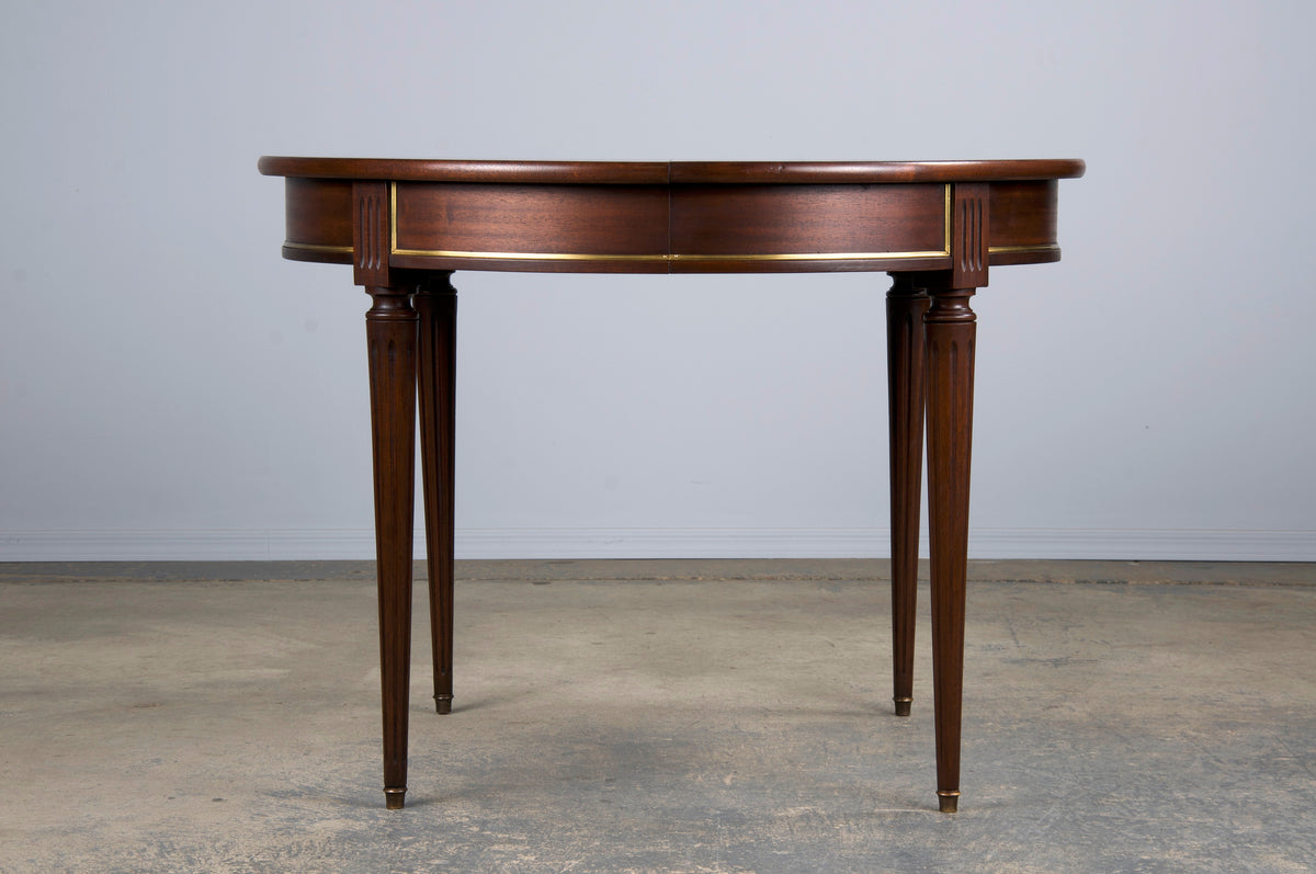 French Louis XVI Style Round Mahogany Extendable Dining Table