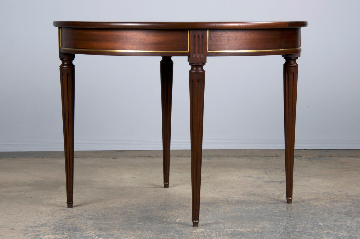 French Louis XVI Style Round Mahogany Extendable Dining Table