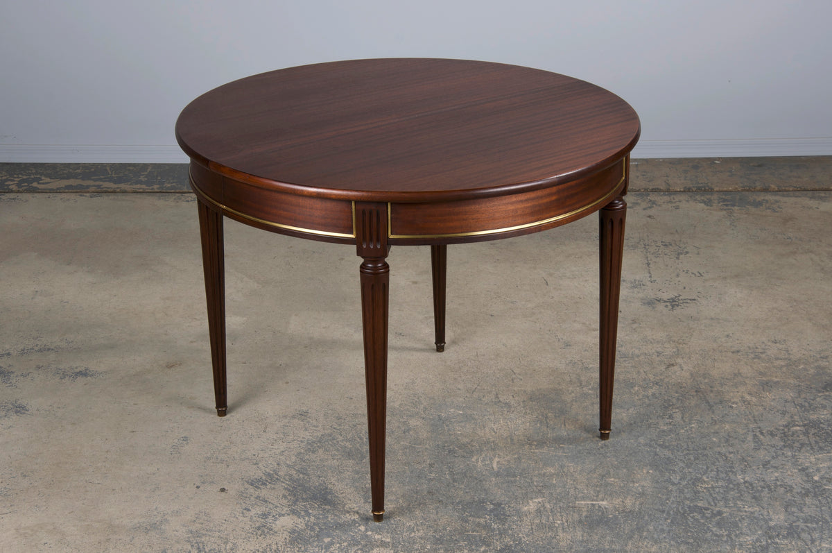 French Louis XVI Style Round Mahogany Extendable Dining Table