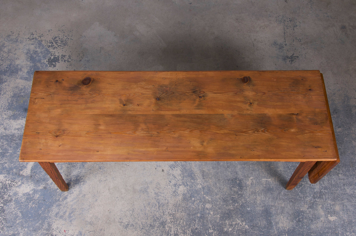 Antique French Farmhouse Rustic European Pine Dining Harvest Table
