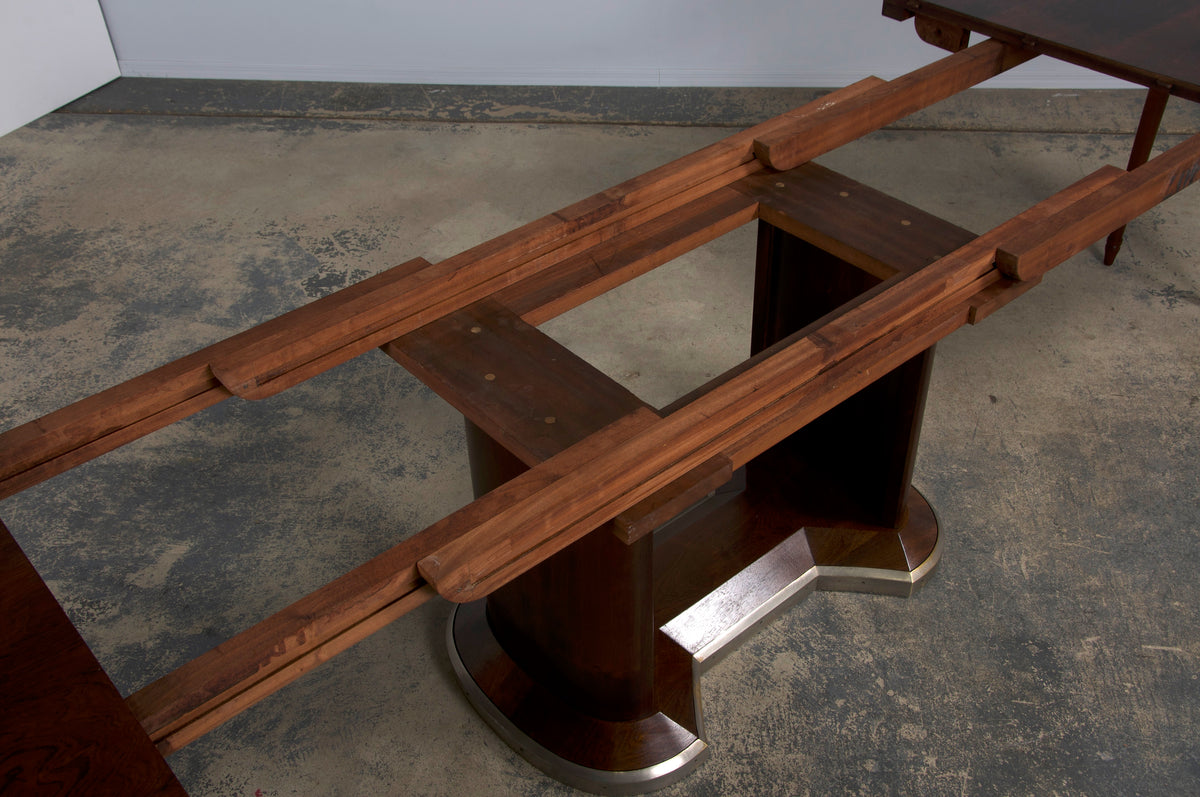 ON HOLD 1930s French Jules Leleu Art Deco Rosewood Extendable Dining Table