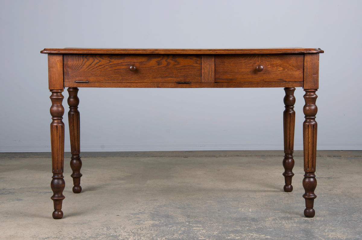 Antique Country French Provincial Oak Writing Desk or Side Table