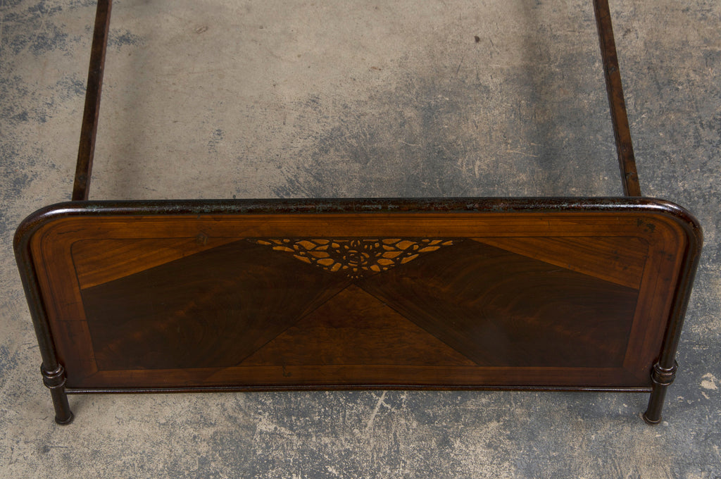 1930s French Art Deco Painted Wrought Iron Full Size Bed Frame