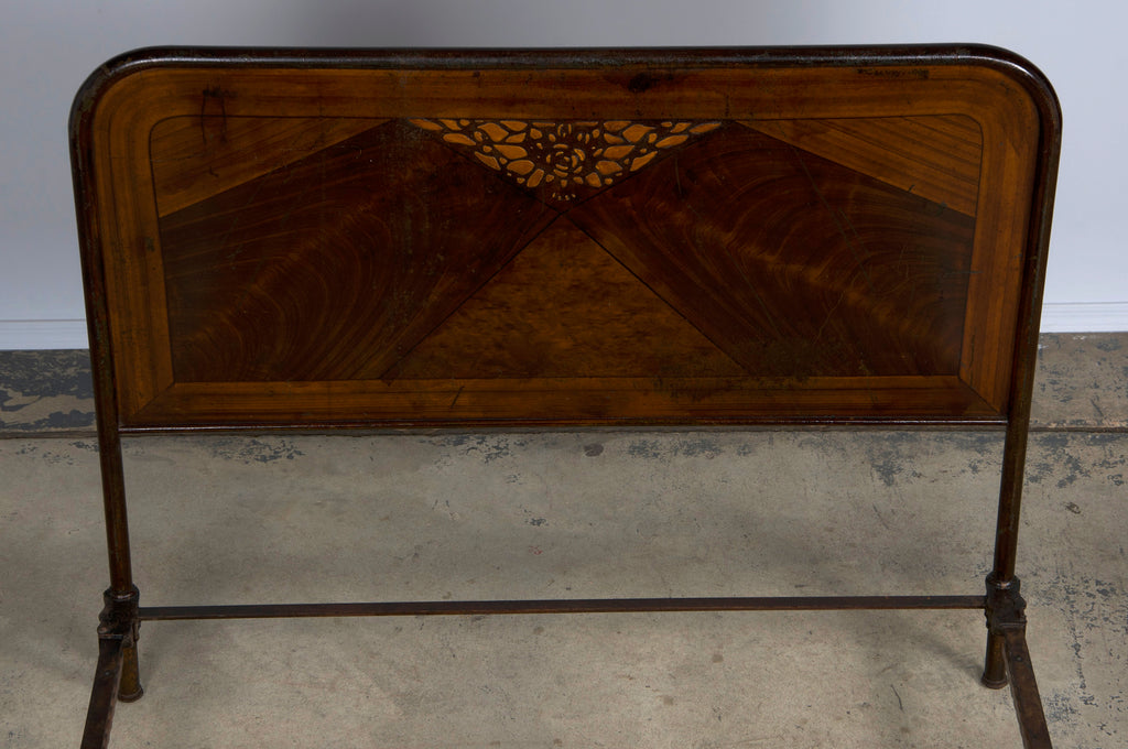 1930s French Art Deco Painted Wrought Iron Full Size Bed Frame