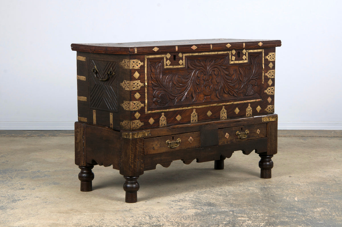 18th Century Dutch Colonial Rosewood Chest W/ Brass Mounts