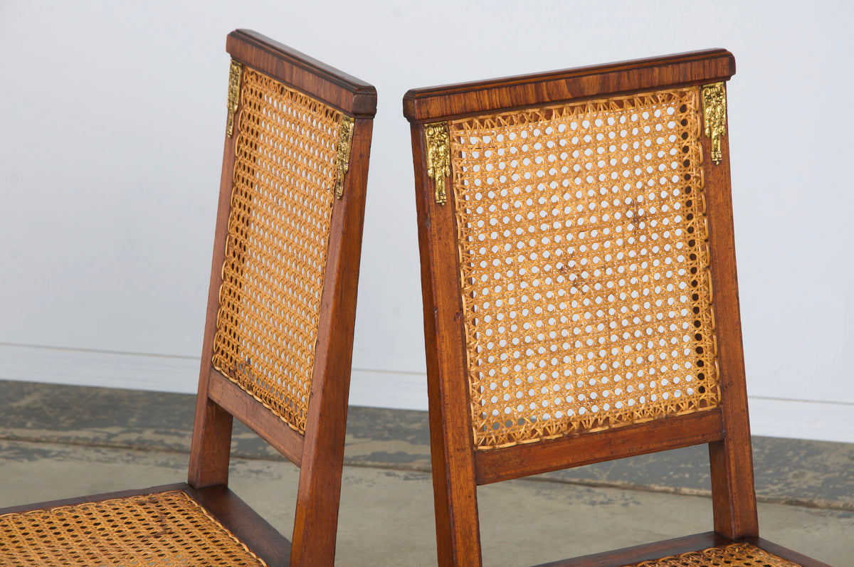 Antique French Louis XVI Style Walnut Chairs W/ Cane - Set of 6