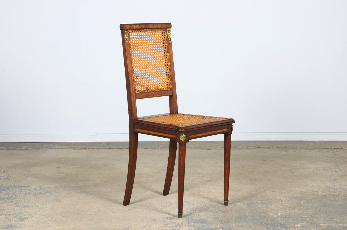 Antique French Louis XVI Style Walnut Chairs W/ Cane - Set of 6