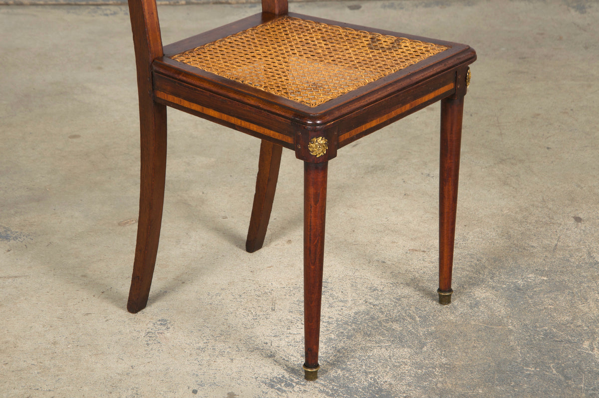 Antique French Louis XVI Style Walnut Chairs W/ Cane - Set of 6