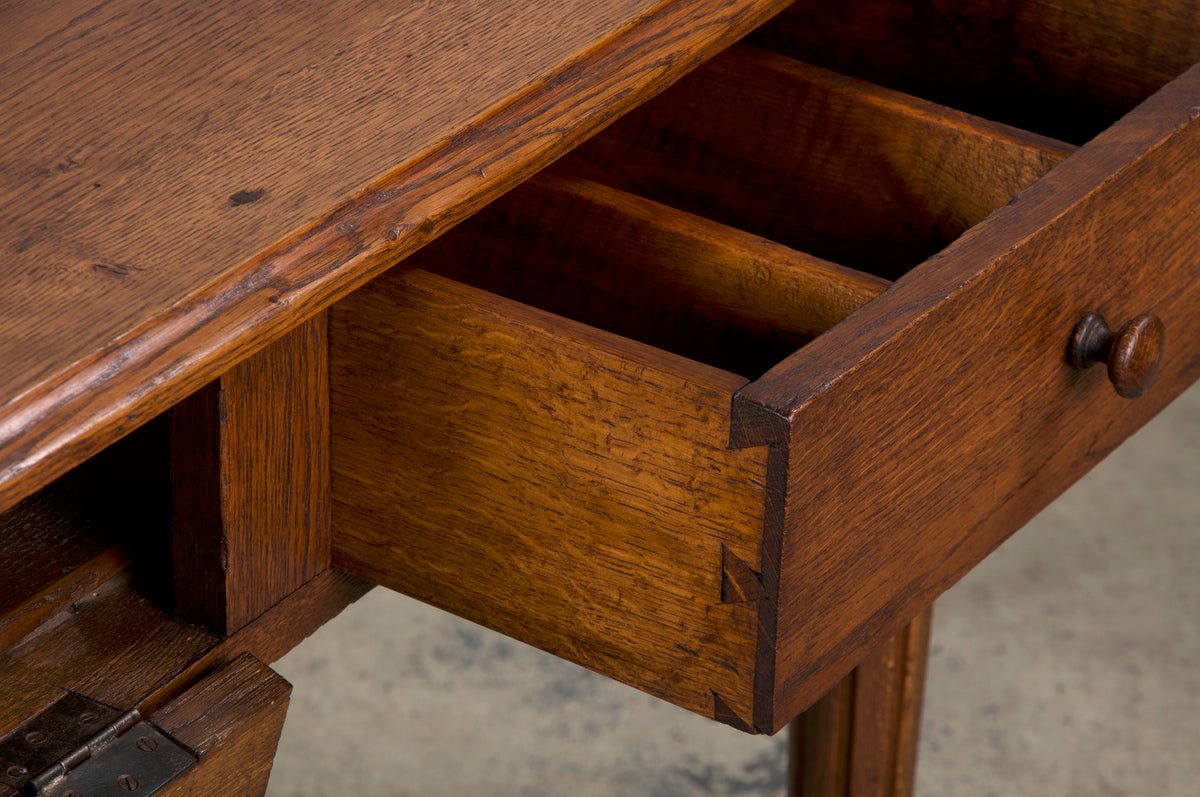 Antique Country French Provincial Oak Writing Desk or Side Table