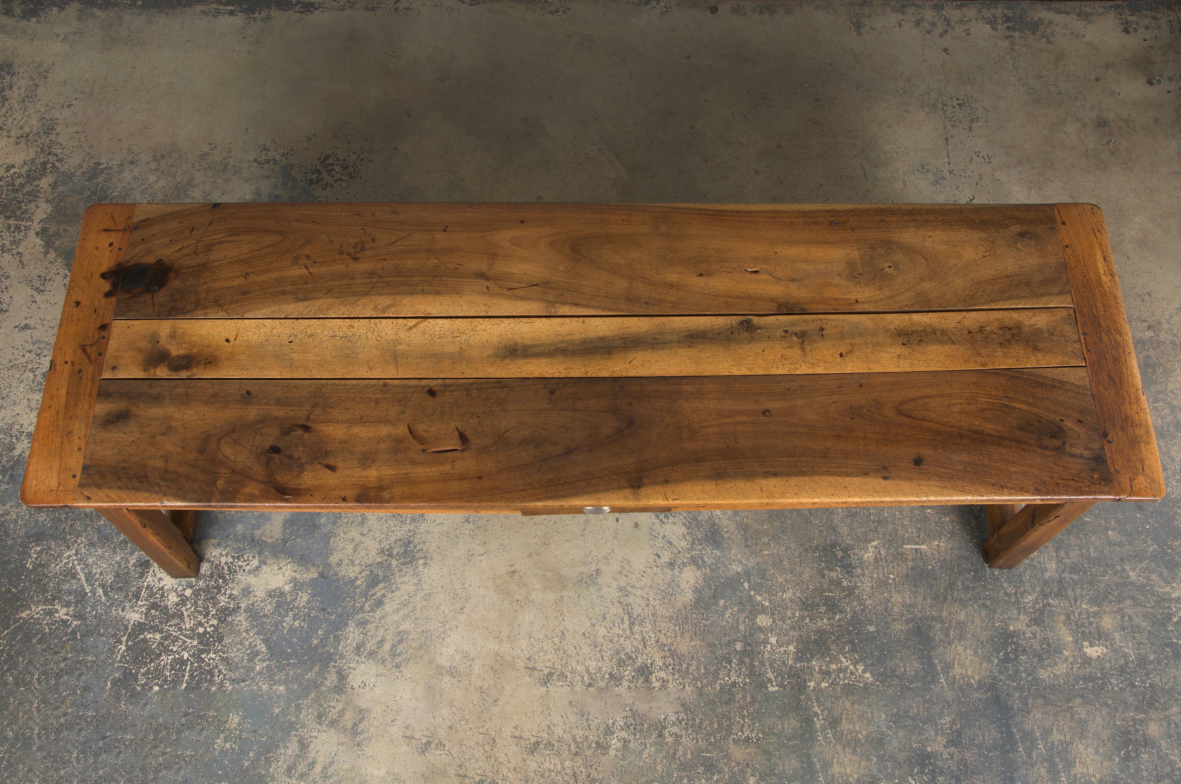 Early 19th Century Country French Walnut Farmhouse Trestle Harvest Table