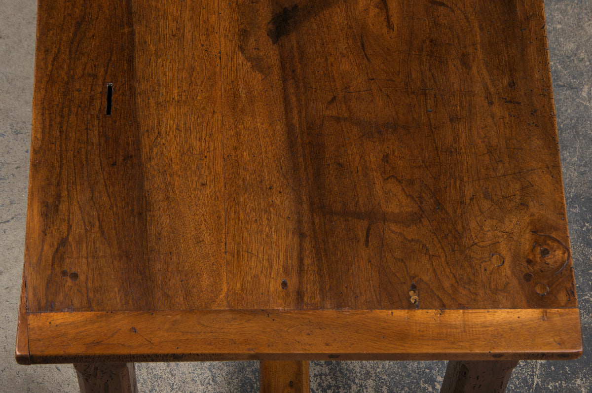 19th Century Country French Walnut Farmhouse Trestle Table