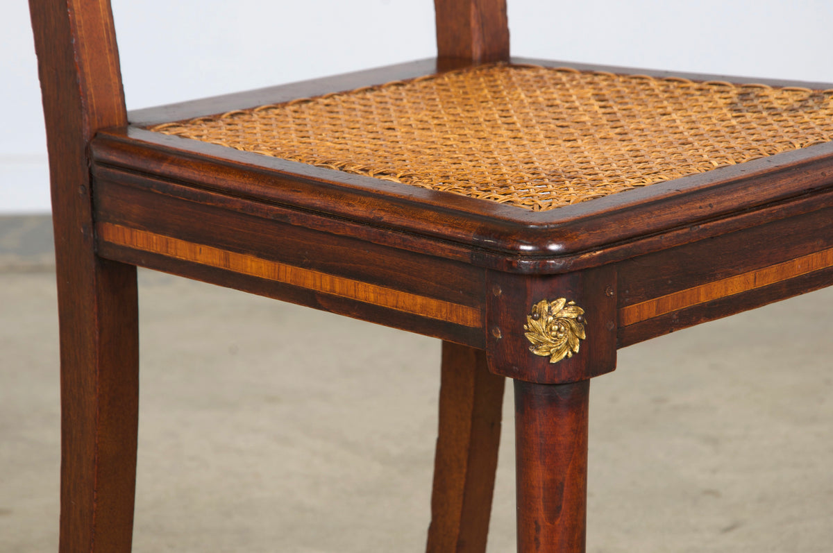 Antique French Louis XVI Style Walnut Chairs W/ Cane - Set of 6