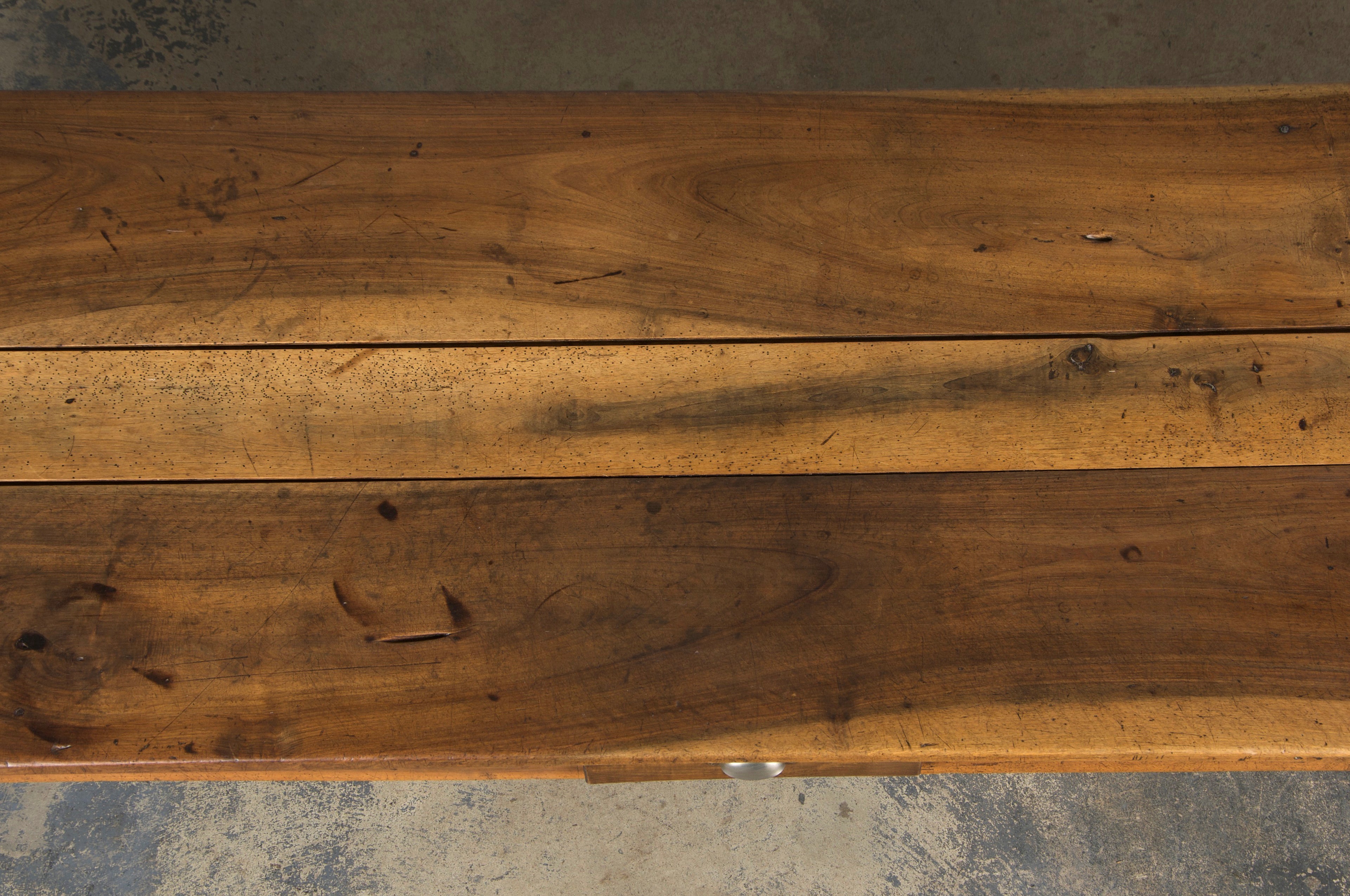 Early 19th Century Country French Walnut Farmhouse Trestle Harvest Table