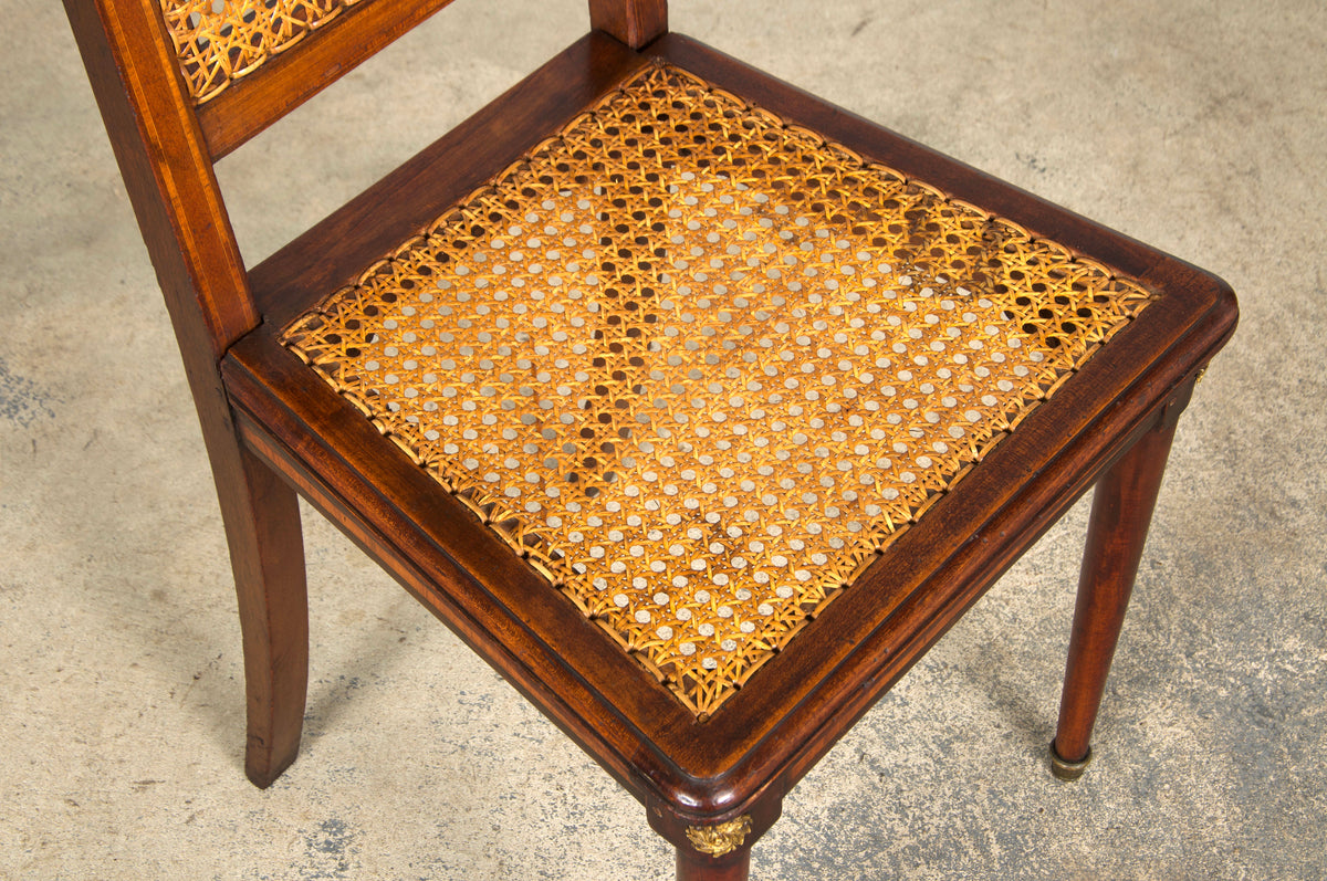 Antique French Louis XVI Style Walnut Chairs W/ Cane - Set of 6
