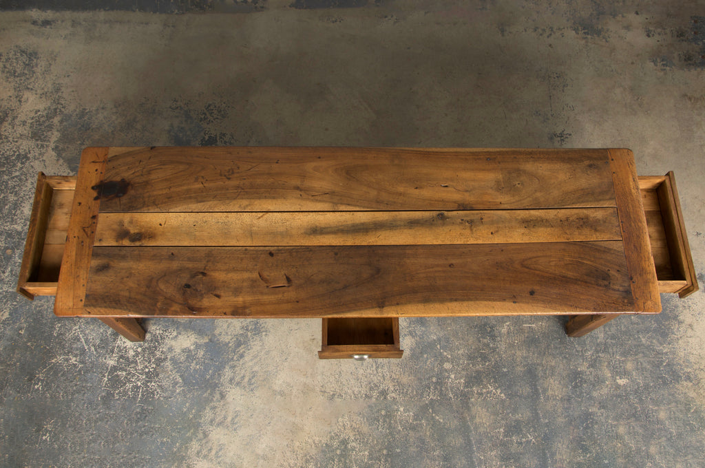 Early 19th Century Country French Walnut Farmhouse Trestle Harvest Table