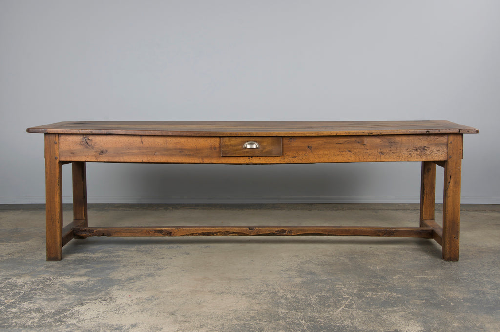 Early 19th Century Country French Walnut Farmhouse Trestle Harvest Table
