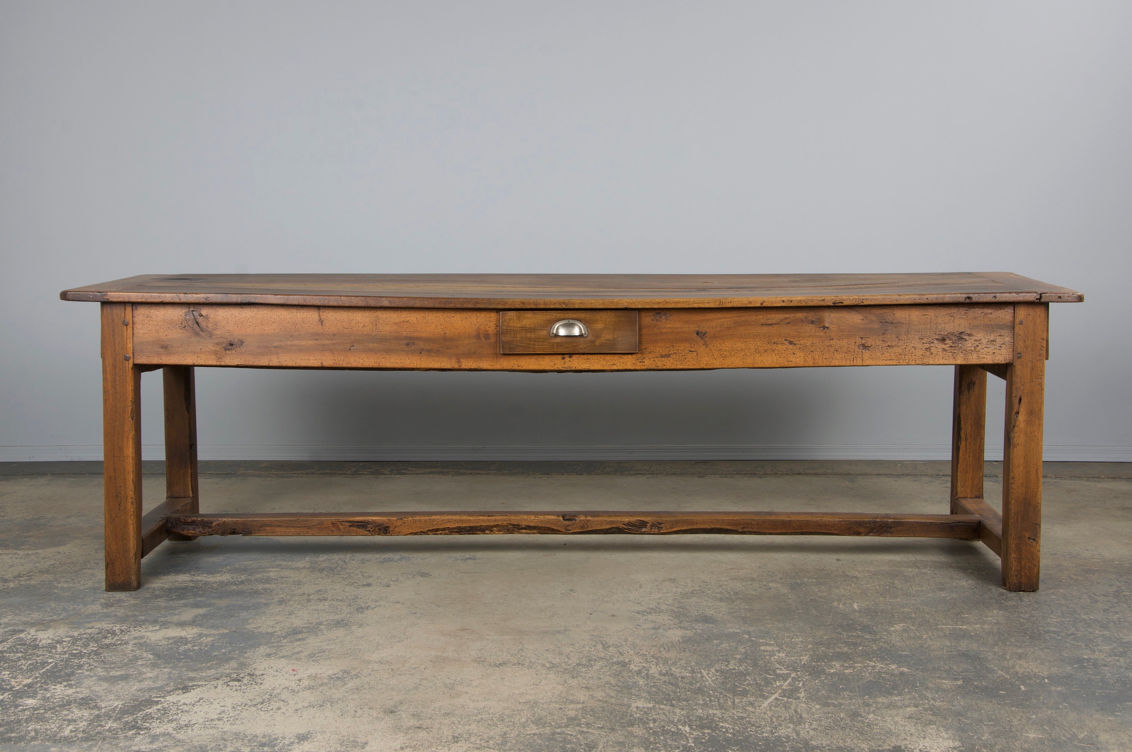 Early 19th Century Country French Walnut Farmhouse Trestle Harvest Table