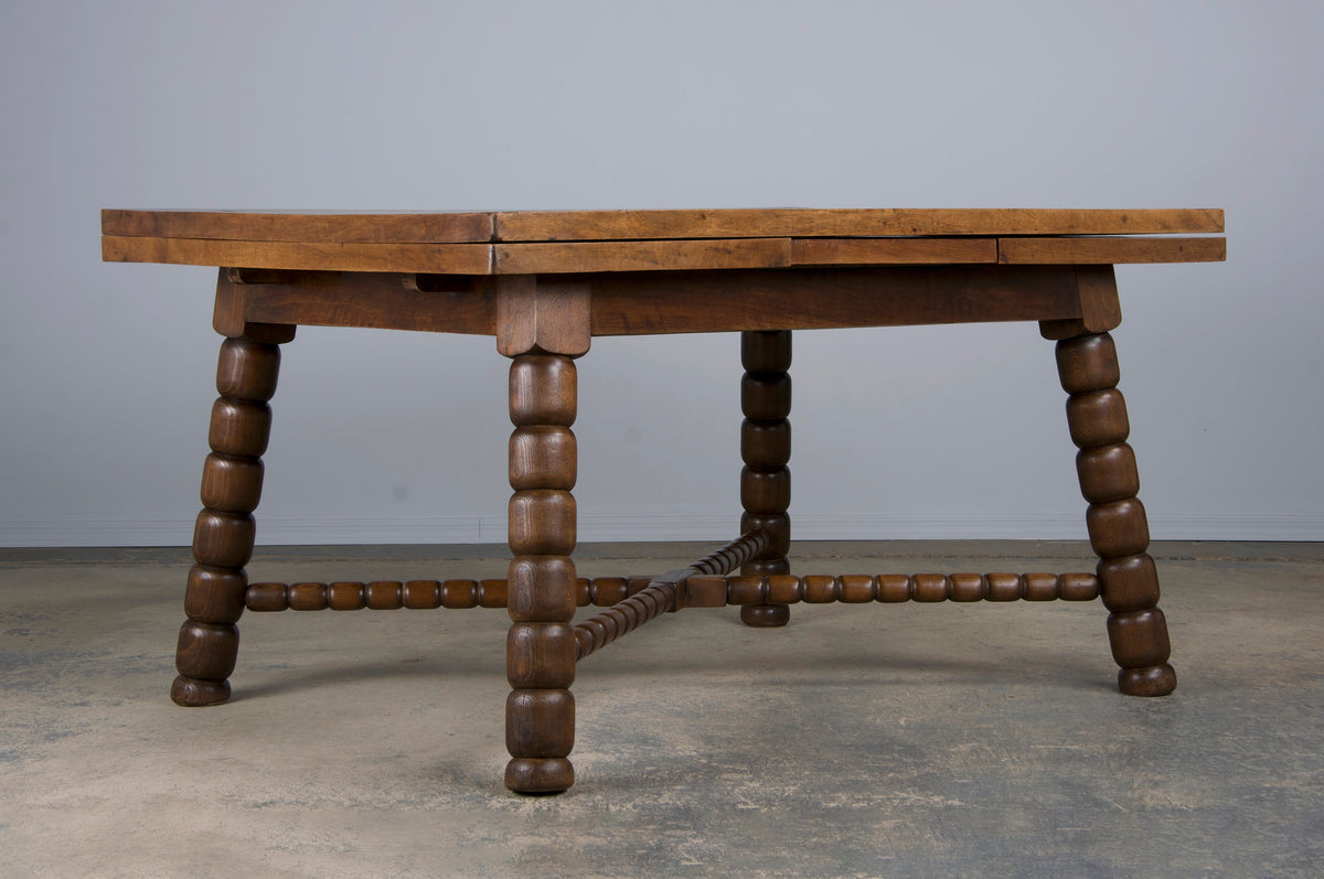 Antique Spanish Country Mixed Wood Extendable Dining Table