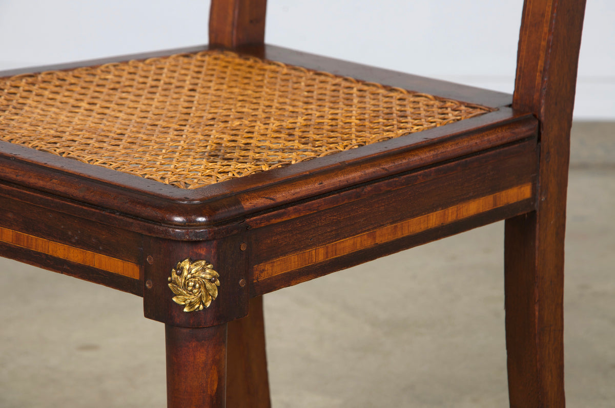 Antique French Louis XVI Style Walnut Chairs W/ Cane - Set of 6