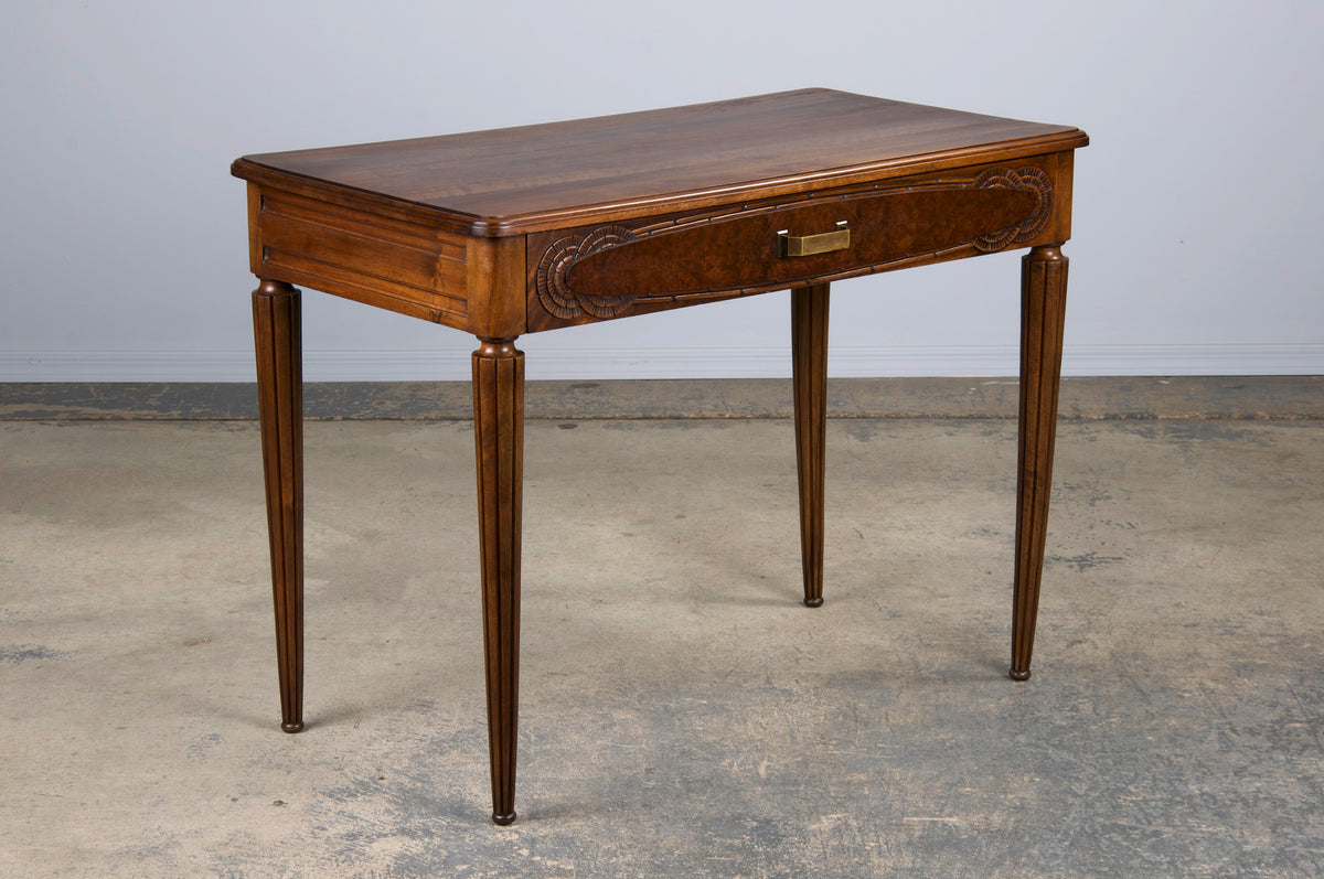 1930s French Art Deco Walnut Writing Desk Or Side Table