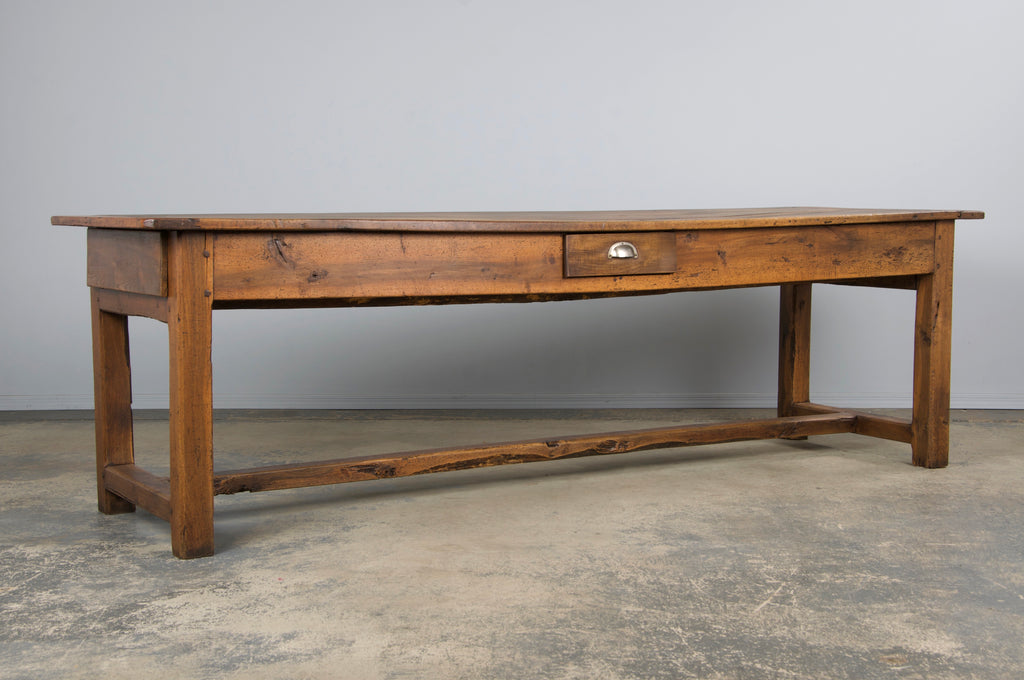 Early 19th Century Country French Walnut Farmhouse Trestle Harvest Table