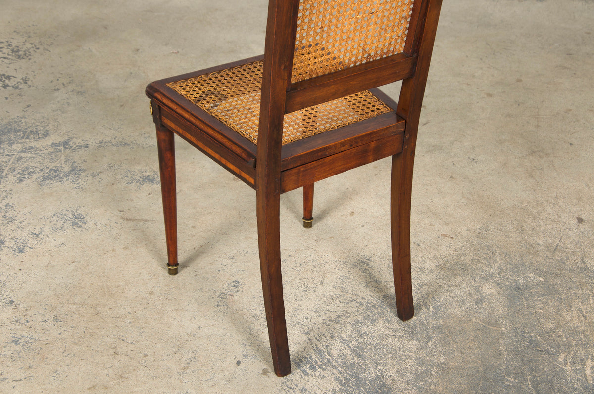 Antique French Louis XVI Style Walnut Chairs W/ Cane - Set of 6