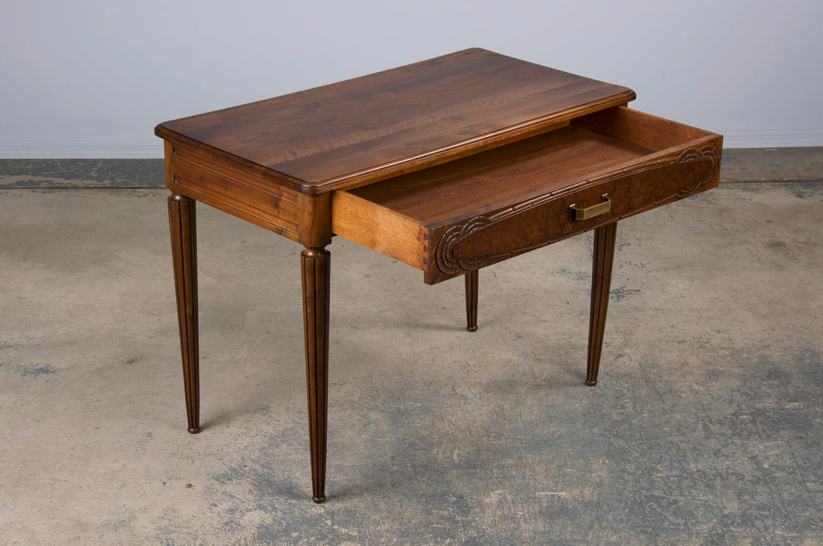 1930s French Art Deco Walnut Writing Desk Or Side Table