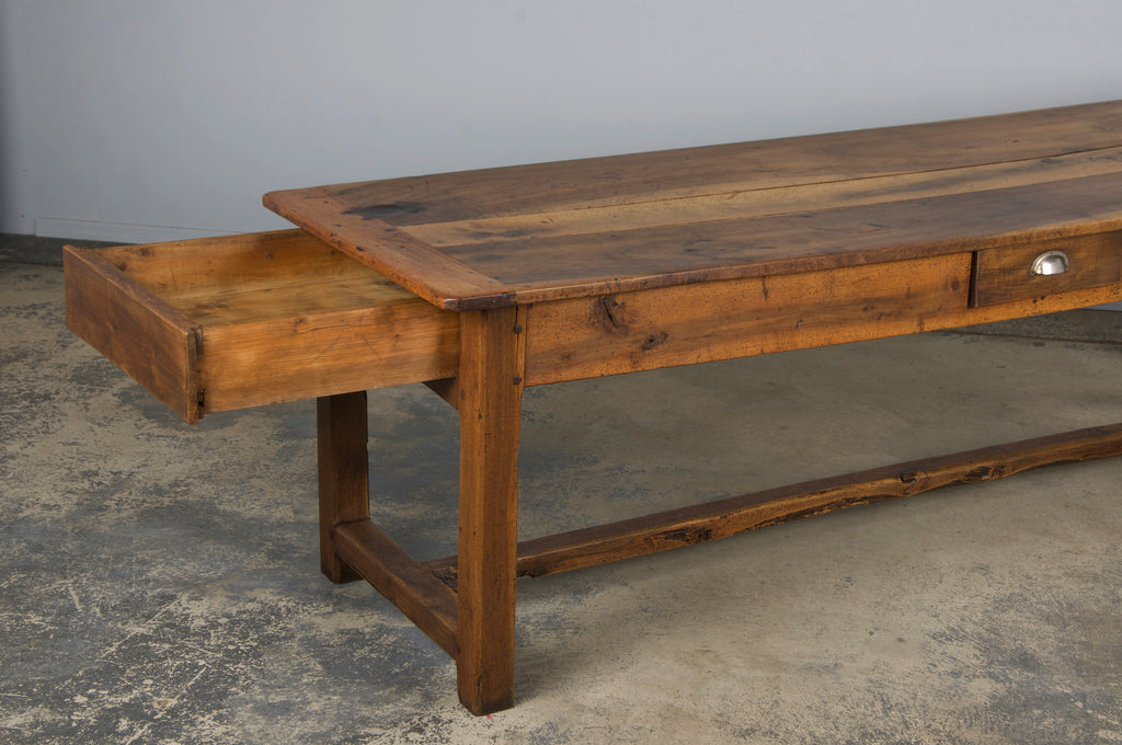 Early 19th Century Country French Walnut Farmhouse Trestle Harvest Table