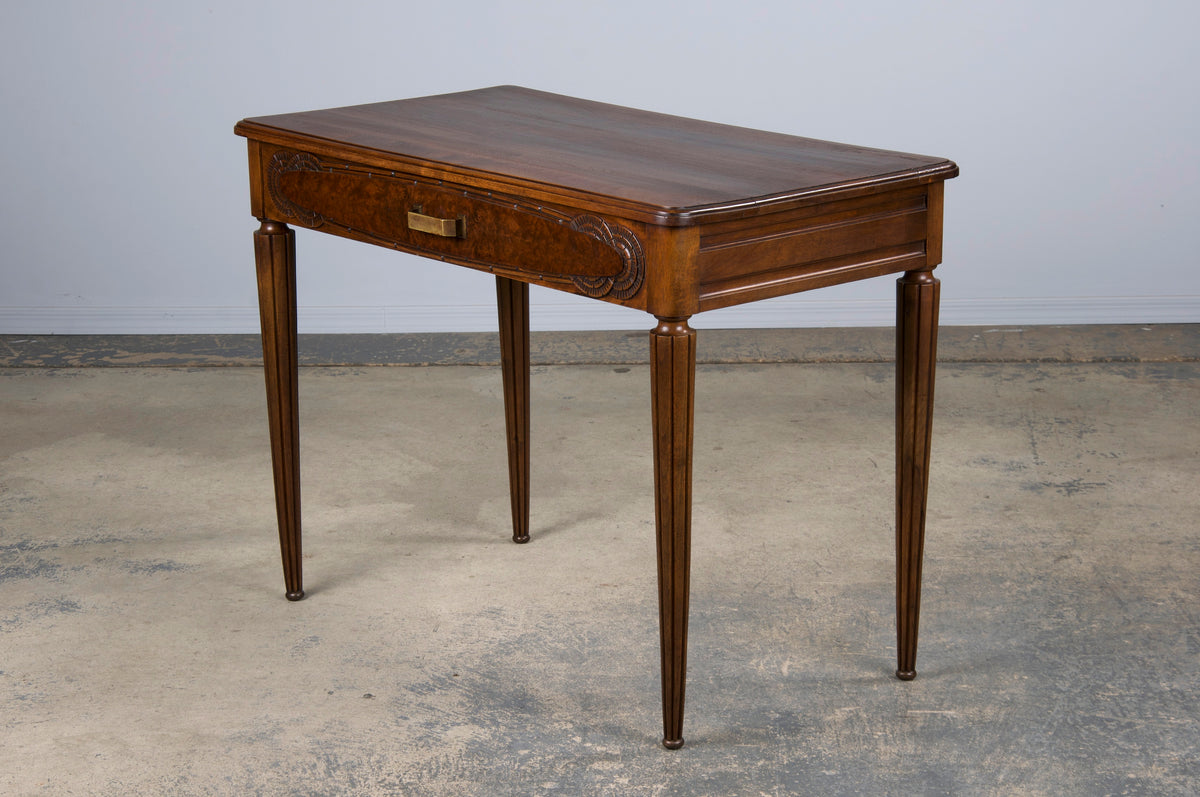 1930s French Art Deco Walnut Writing Desk Or Side Table