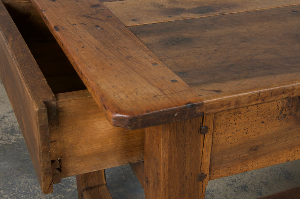 Early 19th Century Country French Walnut Farmhouse Trestle Harvest Table