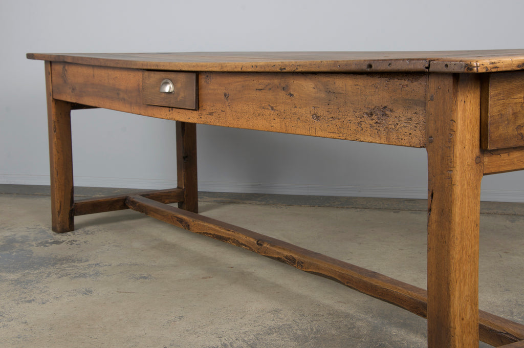Early 19th Century Country French Walnut Farmhouse Trestle Harvest Table