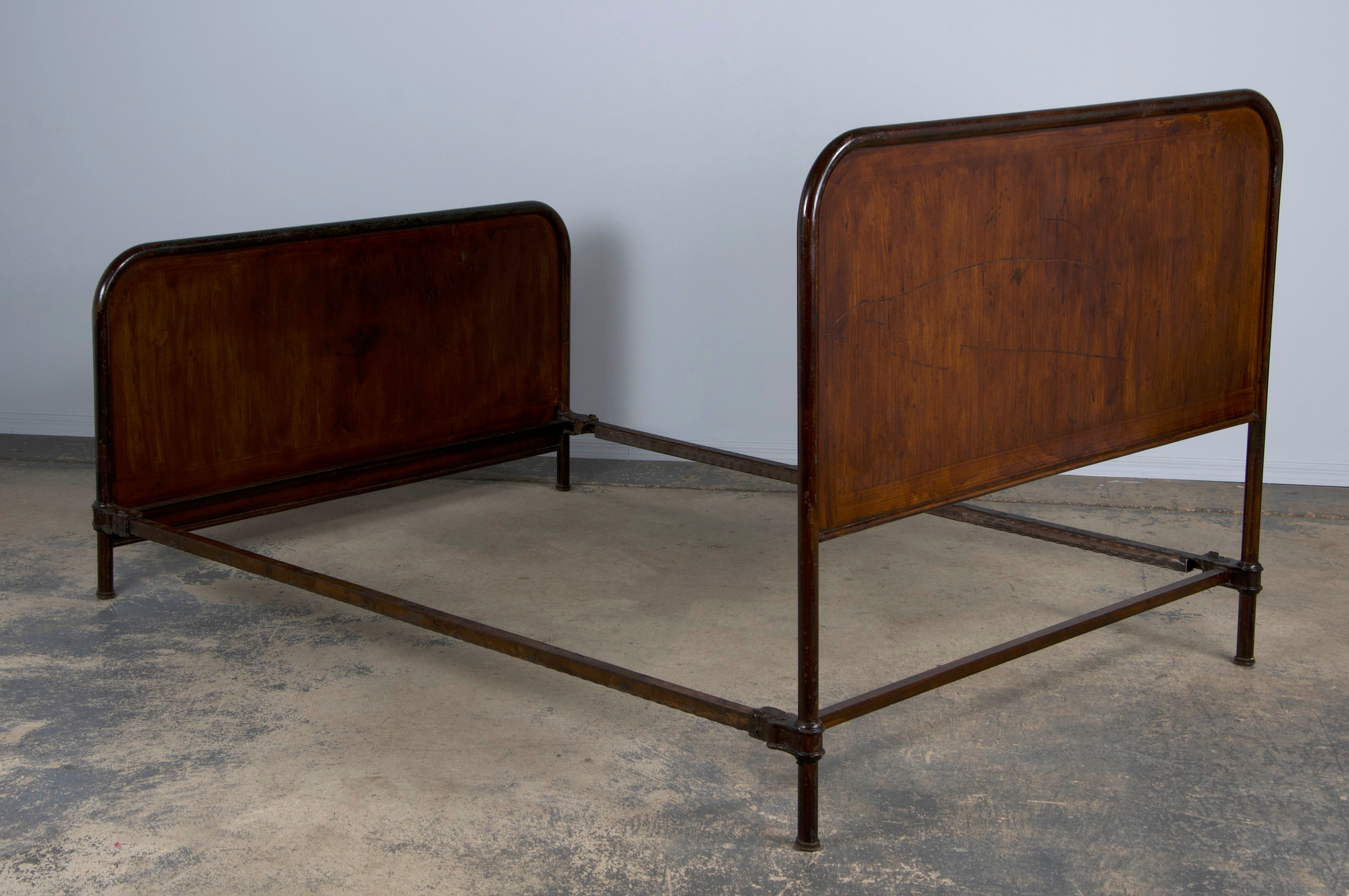 1930s French Art Deco Painted Wrought Iron Full Size Bed Frame