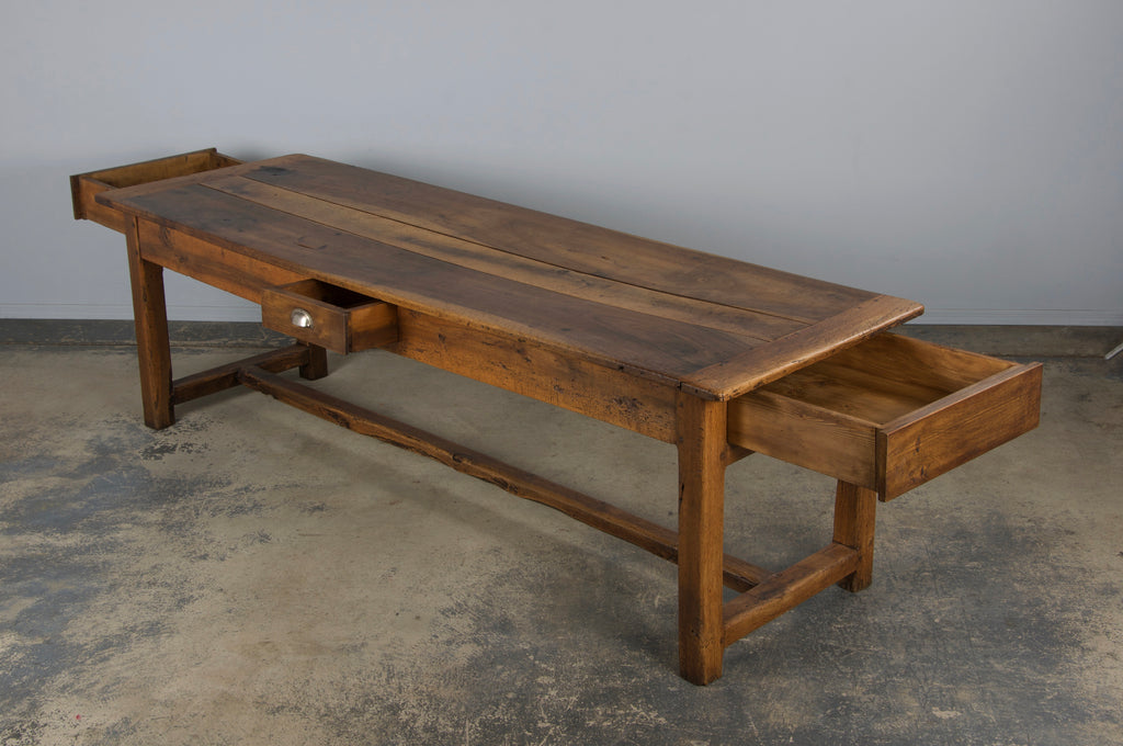 Early 19th Century Country French Walnut Farmhouse Trestle Harvest Table