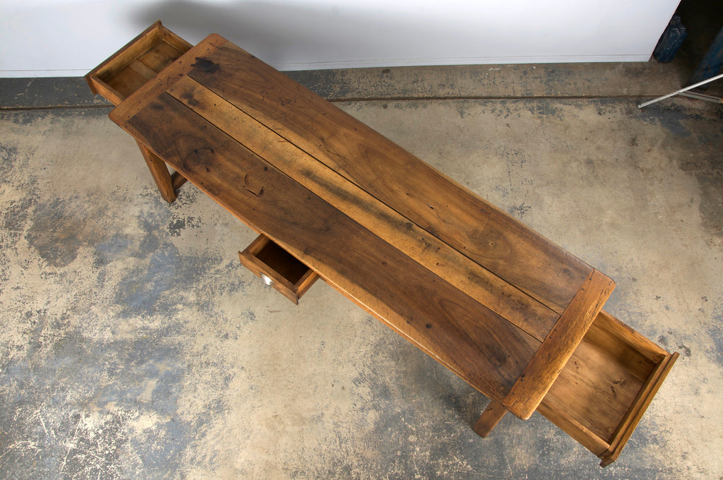 Early 19th Century Country French Walnut Farmhouse Trestle Harvest Table