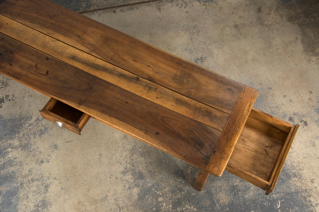 Early 19th Century Country French Walnut Farmhouse Trestle Harvest Table