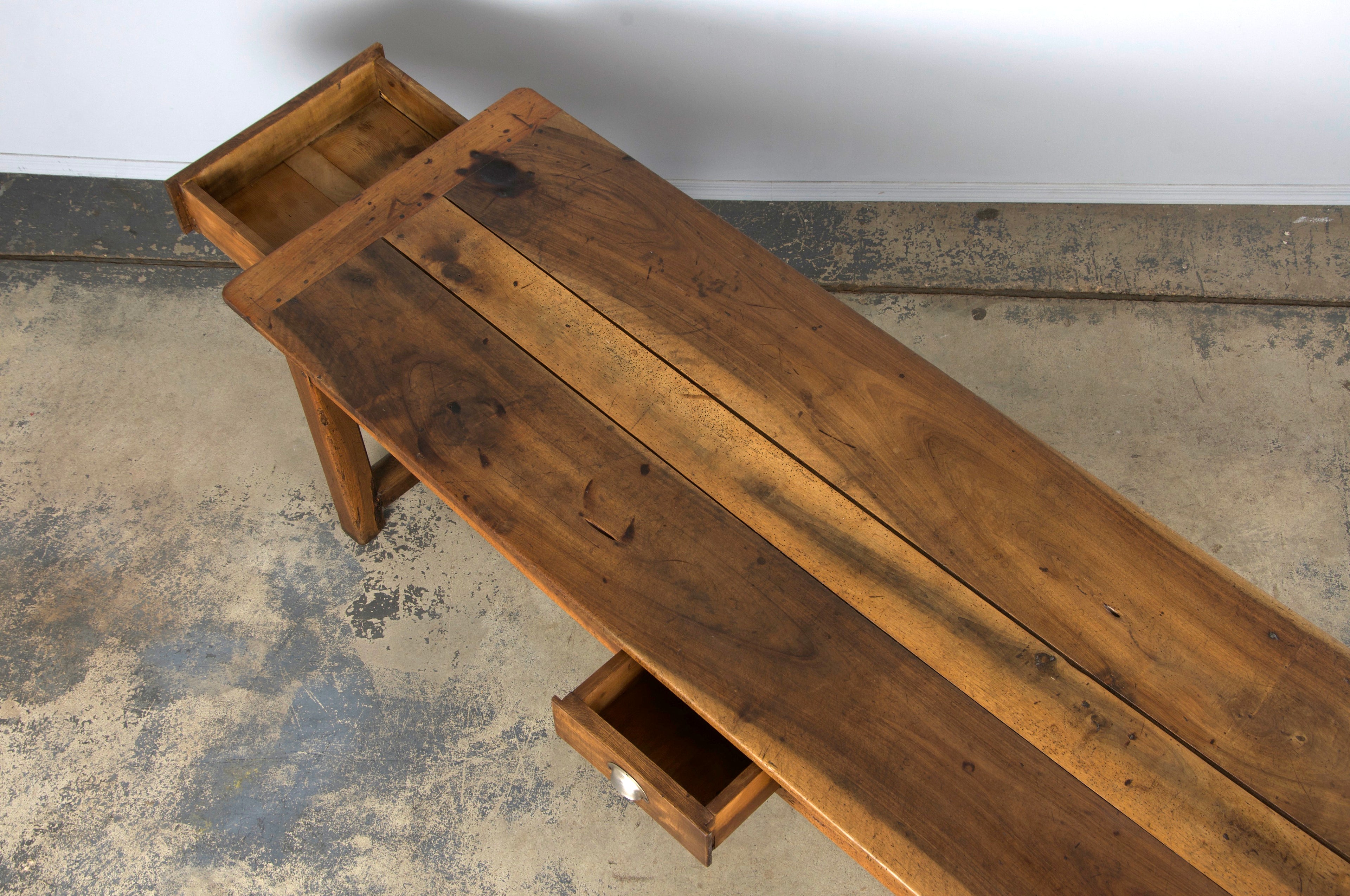 Early 19th Century Country French Walnut Farmhouse Trestle Harvest Table