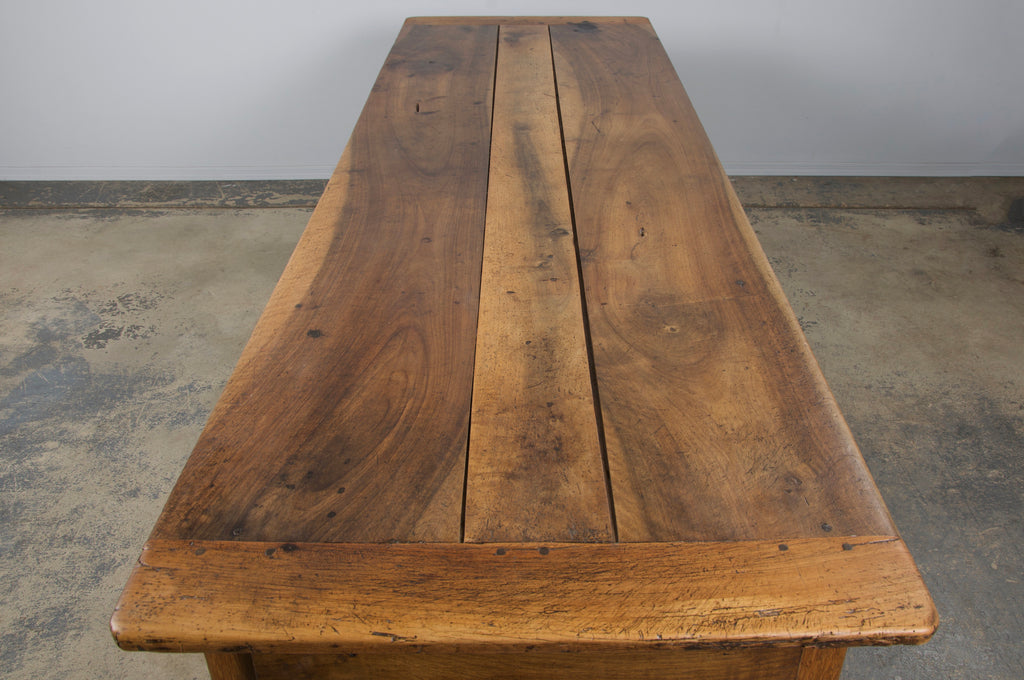 Early 19th Century Country French Walnut Farmhouse Trestle Harvest Table